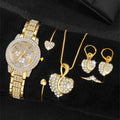 Coffret Bijoux Femme | Montre Quartz Strass + Bracelet, Bague, Collier & Boucles d'oreilles