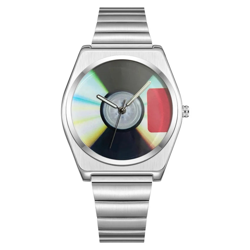 Montre Quartz Rétro Y2K Homme | Cadran Record Lumineux | Acier Waterproof